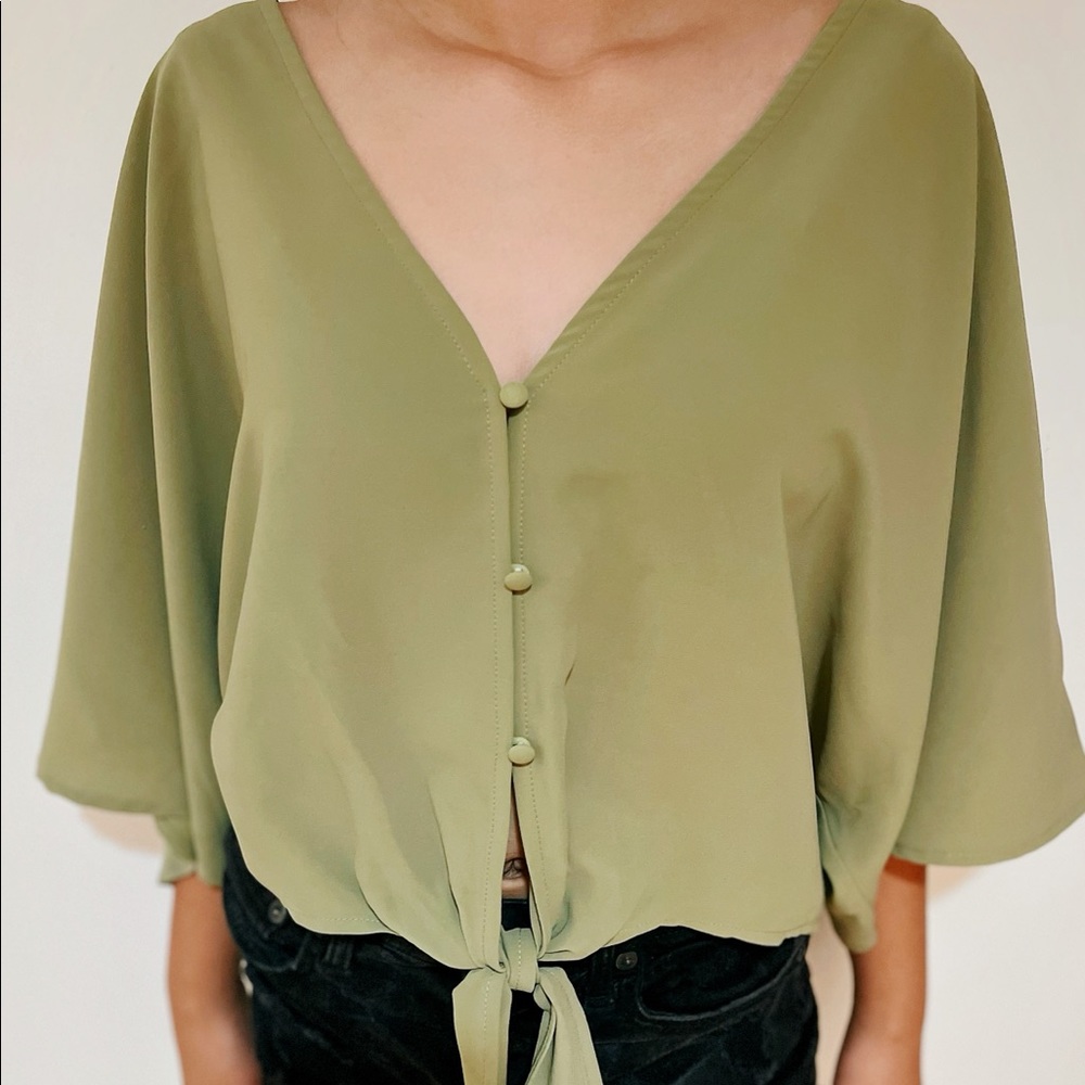 Forever 21 V-Neck Button Down Top